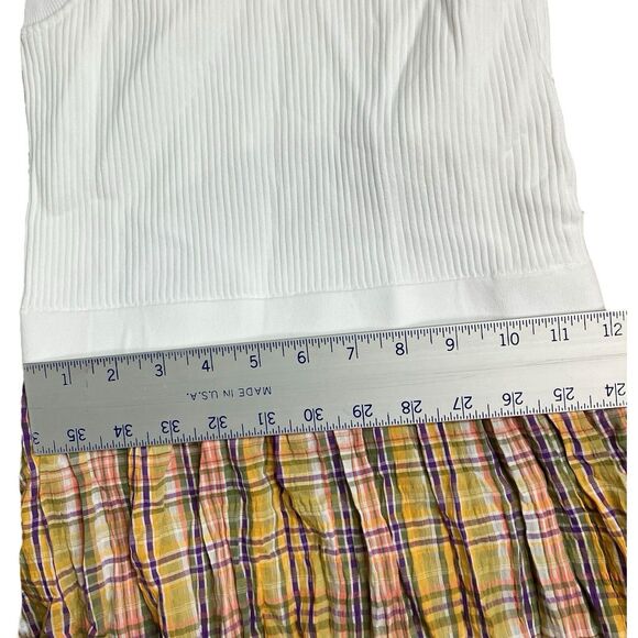 Tanya Taylor‎ Dress WMNS S Yelllow Plaid Midi Ribbed Cut Out Prairie Fall Modest - Picture 11 of 13